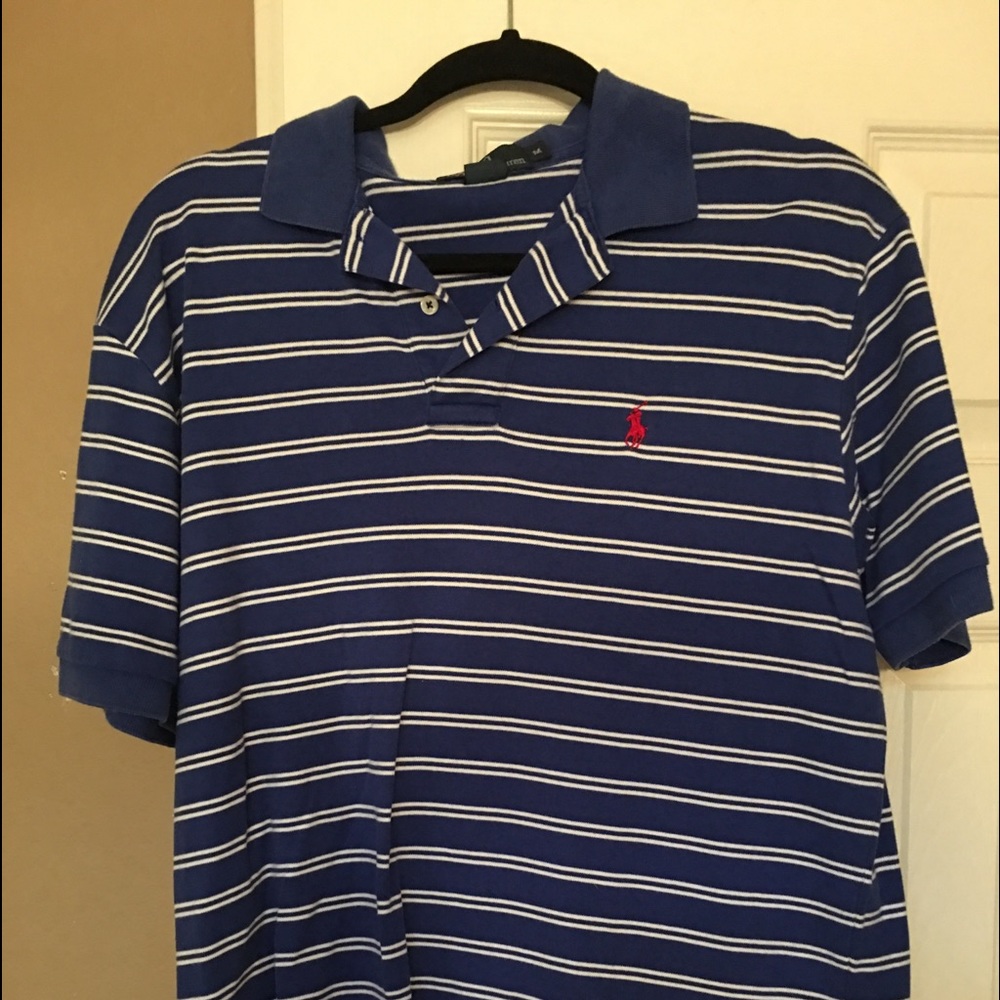 Nice blue stripped polo shirt!